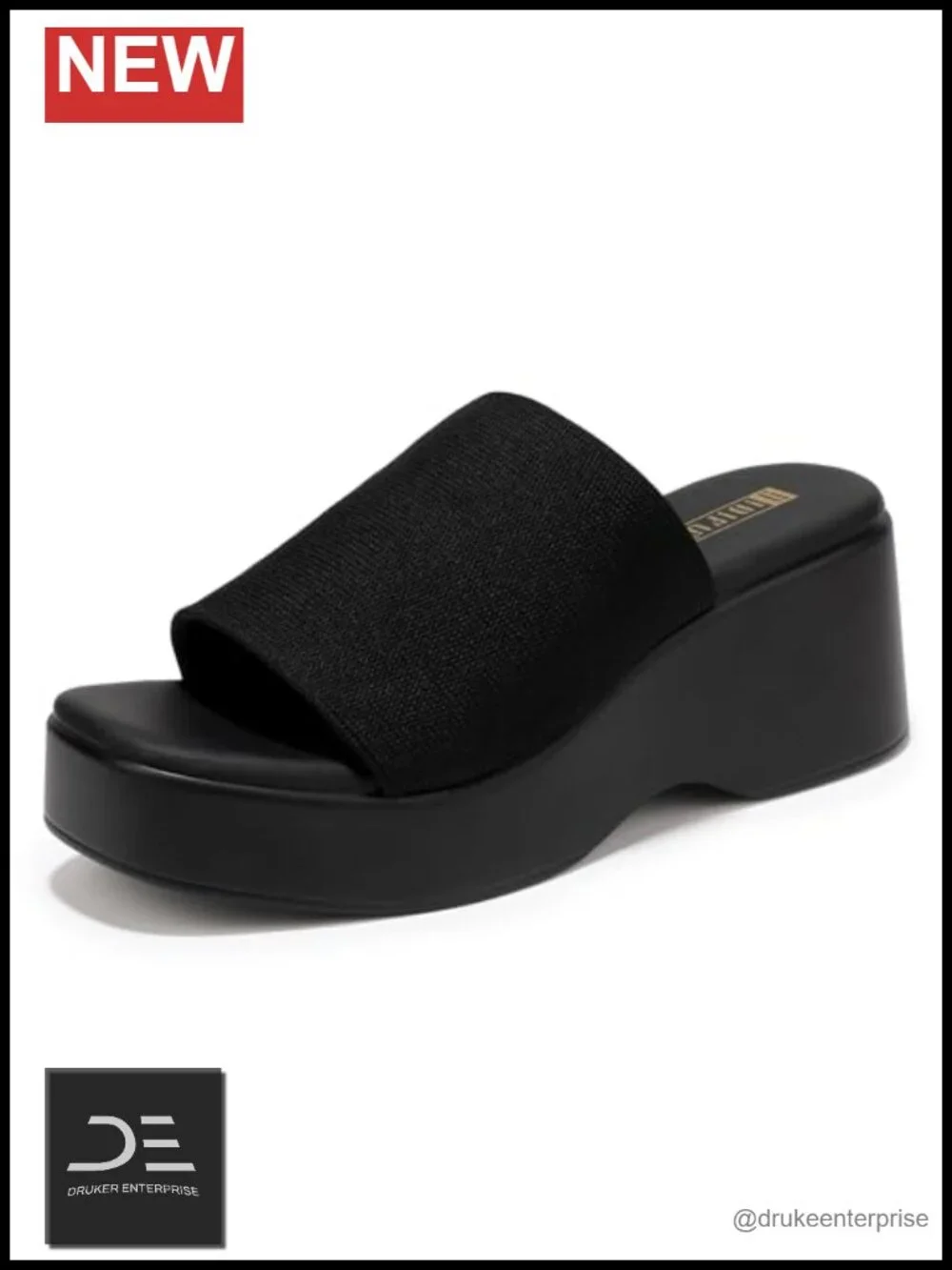 Comfortable Square Open Toe Chunky Platform Wedge Slide Sandals